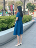 薇洛萱輕熟風(fēng)輕奢時(shí)尚連衣裙女裝2025夏天季新款氣質(zhì)遮肚子純色裙子0232 孔雀藍(lán) M 建議90-102斤 曬單實(shí)拍圖