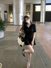 萬(wàn)欣兒法式氣質(zhì)polo襯衫連衣裙子女早春季2025年新款收腰修身顯瘦小黑裙 黑色 M 建議90-100斤 曬單實(shí)拍圖