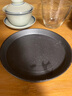 九土 日式手工粗陶壺承茶盤(pán)復古圓形壺托盤(pán)功夫茶具配件簡(jiǎn)約小茶盤(pán) 鐵銹黑(粗陶款) 曬單實(shí)拍圖