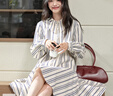 闊色（kuose）背心馬甲條紋襯衫連衣裙兩件套裝女2025春季新款法式短裙子秋 條紋連衣裙1004 L 曬單實(shí)拍圖