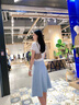 舒芳蝶（shufangdie）短袖雪紡連衣裙夏季女裝2025年新款韓版中長款牛仔裙套裝女小個子 藍色 M 曬單實拍圖