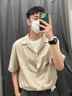 JEEP SPIRIT吉普牛津紡襯衫男夏季時(shí)尚印花短袖男士休閑百搭襯衣男 杏色 XL 曬單實(shí)拍圖