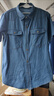 OLOEY100%純棉牛仔襯衫男夏季大碼薄款外套修身翻領(lǐng)短袖工裝襯衣潮透氣 淺藍色 XL 曬單實(shí)拍圖