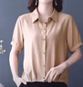 恒源祥短袖棉麻襯衫女薄款夏裝寬松遮肚子顯瘦時(shí)尚半袖小衫天絲上衣夏 卡其色 2XL 曬單實(shí)拍圖