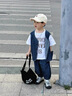 G.DUCKKIDS小黃鴨童裝男童夏季套裝2025新款兒童夏裝寶寶小童衣服男孩三件套 藍色牛仔馬甲3件套 100 (建議90-98cm 2-3周歲） 曬單實拍圖