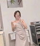 粟茝醋酸緞面連衣裙搭配小西裝吊帶連衣裙春夏顯瘦收腰中長(cháng)裙 杏色吊帶裙[優(yōu)質(zhì)] S [建議8595斤] 曬單實(shí)拍圖