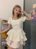 莫代爾法式連衣裙女2025夏季新款時尚氣質蝴蝶結設計感收腰顯瘦短裙 白色 M 曬單實拍圖