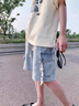 百鵲亭美式工裝牛仔短褲男2025夏季潮牌寬松復(fù)古休閑五分褲子男 淺藍(lán)色 XL 曬單實(shí)拍圖