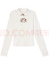 森女部落原創(chuàng)線性小狗打底衫長袖T恤半高領(lǐng)秋秋冬新款女裝 白色（單件） 單件 L 曬單實拍圖