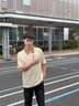 卡賓（CABBEEN）【撞色拉鏈運(yùn)動翻領(lǐng)】男裝織帶拼接Polo衫新款短袖夏珠地上衣 杏色15（寬松版型） L /175/50 曬單實(shí)拍圖