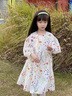 圖圖小象女童連衣裙童裝碎花長裙洋氣沙灘度假裙子兒童公主裙 白色  130 曬單實(shí)拍圖