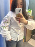 AEMAPE大碼重工刺繡襯衫女春季2025年新款時(shí)尚顯瘦上衣打底衫白色襯衣潮 白色 L 建議105-115斤 曬單實(shí)拍圖