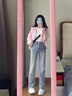 DALEY MODE美式高街vibe直筒牛仔褲女春季新款高腰彈力修身顯瘦窄版闊腿褲子 水洗藍(lán) S 曬單實(shí)拍圖