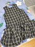 GREEN BELT城市曠野25夏全棉格紋連衣裙女V領(lǐng)立體褶皺大裙擺裙子 曬單實(shí)拍圖