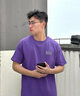 TEEK紫色簡(jiǎn)約印花短袖t恤男士青年純棉上衣 2025夏季衣服休閑潮流男裝 HS1317深紫色 L 曬單實(shí)拍圖