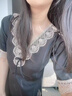 采云卡利新款睡衣寬松夏季短袖冰絲性感睡裙蕾絲大碼家居服夏天薄款可外穿 黑色 【蕾絲裙】 L 85-105斤 曬單實(shí)拍圖