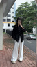 塔馳密司（TOUCH MISS）慵懶感輕盈長袖防曬衫萊賽爾天絲亞麻襯衫女2025春 黑色 M 曬單實(shí)拍圖