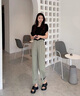 鹿依檸休閑褲女裝套裝2025夏季新款時(shí)尚復(fù)古港風(fēng)鹽系輕熟風(fēng)顯瘦闊腿褲子 黑色上衣+綠色褲子 M （建議95-110斤） 曬單實(shí)拍圖