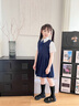 衣諾坊女童連衣裙校服套裝演出服學(xué)生 連衣裙套裝：藏青 120 曬單實拍圖