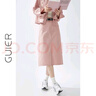 桂兒（guier）粉色牛仔半身裙女春季新款2025中長(cháng)款高腰開(kāi)叉顯瘦a字裙 粉色-半身裙 L 曬單實(shí)拍圖