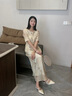 布符（Cloth Fu）布符2025年夏季新品一字領(lǐng)連衣裙女裝袖口花草刺繡設計顯瘦氣質(zhì)水墨蓮韻S 曬單實(shí)拍圖