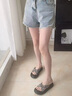 百麗踏厚底涼拖鞋女士夏季2025新款外穿時(shí)尚拖鞋配裙子軟底不累腳一字拖 黑白色 37 曬單實(shí)拍圖