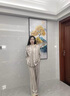 熱妒睡衣女春秋季純棉長(zhǎng)袖長(zhǎng)褲帶胸墊一體條紋寬松款睡衣套裝套裝 52917純棉套裝（帶胸墊防凸點(diǎn)） M 曬單實(shí)拍圖