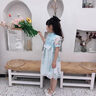 皮爾卡丹（pierre cardin）童禮服公主兒童禮服春夏裝2025春秋唐裝女童公主裙公主裙洋氣旗袍 藍(lán)色(短袖) 150cm 曬單實拍圖