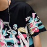 GLXLG短袖T恤男美式潮牌夏季休閑痞帥涂鴉體恤2025新款男士夏裝半截袖 白色 M 建議95-120斤 曬單實拍圖