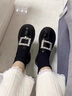 凱利 蕾莉（KELLY REILL）軟底軟皮水鉆方扣樂福鞋女2025新款英倫風(fēng)厚底百搭小皮鞋JK單鞋女 黑色 35 (225mm) 曬單實(shí)拍圖