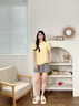 Calvin KleinJeans25夏季女士休閑通勤ck俏皮字母印花純棉短袖T恤47B862G RM9-日光黃 XS 曬單實拍圖