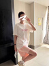 芭芙達妮鹽系短袖短褲運動(dòng)套裝女夏季跑步寬松薄款百搭學(xué)生韓版休閑兩件套 粉色【兩件套】 L 【建議100-115斤】 曬單實(shí)拍圖