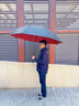 輕博士超大號(hào)雨傘長(zhǎng)柄傘150cm雙人特大加固加厚結(jié)實(shí)抗風(fēng)男定制印刷logo 超大雙層外黑內(nèi)紅150cm 曬單實(shí)拍圖