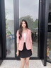 櫻芭妮小西裝外套女七分袖2025新款春夏韓版休閑百搭修身西服上衣 粉色西裝外套 L 【100-110斤】 曬單實(shí)拍圖