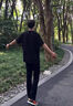 唐號黑色破洞牛仔褲男2025夏季薄款修身小腳直筒褲子男學(xué)生高街 黑色 XL 曬單實拍圖