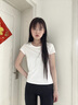 俞兆林圓領(lǐng)短袖t恤女2025夏季新款修身百搭顯瘦時尚潮流半袖打底衫上衣 白色-圓領(lǐng) L 101-110斤 曬單實拍圖