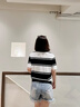 卡賓【肌理感提花】男裝黑白寬條紋短袖翻領T恤polo衫 年輕醒目 曬單實拍圖