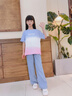 優(yōu)優(yōu)1點(diǎn)（Yoyo one）女童夏季套裝2025新款中大童洋氣韓版夏裝兒童女孩休閑短袖兩件套 15013藍(lán)+18897漸變【夏季天絲】 150 曬單實(shí)拍圖