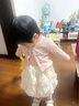 G.DUCKKIDS女童連衣裙套裝春秋款2025新款洋氣兒童針織開(kāi)衫外套女寶寶三件套 花瓣裙三件套【白褲】 90 cm 曬單實(shí)拍圖