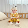 幼歌（YOUGE）嬰幼兒夏季趣味小鴨短袖襯衫立體小鴨玩偶背帶褲套裝 黃白格襯衫 90 cm 曬單實拍圖