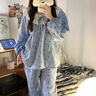 另約2025新款睡衣女春秋季長(zhǎng)袖高級(jí)感可愛花邊夏天甜美少女家居服套裝 6354 蕾絲藍(lán)色蝴蝶結(jié) M 曬單實(shí)拍圖
