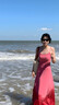 棉致遮副乳寬肩帶吊帶連衣裙女2025夏季新款海邊度假修身收腰長(cháng)裙 木蘭粉 2XL 建議140-160斤 曬單實(shí)拍圖