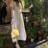 VEOX設(shè)計(jì)感夏季2025年款小眾溫柔風(fēng)法式初戀長裙高腰顯瘦泡泡袖連衣裙 氣質(zhì)白色仙女裙 A41 S 建議90斤內(nèi) 曬單實(shí)拍圖