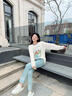 lagogo淺色直筒九分牛仔褲女士拉谷谷2025年春夏新款高腰顯瘦褲子 淺牛仔藍(lán) L 曬單實(shí)拍圖