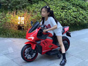 愛(ài)貝岙超大號兒童電動(dòng)摩托車(chē)雙人可坐大人3-6-10歲男女小孩玩具車(chē)寶寶 紅：手擰變速+12v4加大電瓶+燈輪 3-12歲寶貝摩托車(chē)送頭盔和護具 曬單實(shí)拍圖