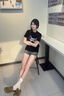 LEMANISM涼感防曬臘腸狗毛巾繡短袖T恤男女2025夏季中性修身體恤衫 黑色 L 曬單實(shí)拍圖