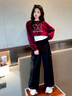 巴萊恩娜女童套裝春秋2025新款洋氣時(shí)髦兒童秋裝款網(wǎng)紅大童休閑運動(dòng)三件套 【套裝】酒紅色衛衣+背心+工裝褲 140cm 曬單實(shí)拍圖