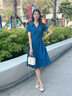 薇洛萱輕熟風(fēng)輕奢時(shí)尚連衣裙女裝2025夏天季新款氣質(zhì)遮肚子純色裙子0232 孔雀藍(lán) M 建議90-102斤 曬單實(shí)拍圖