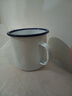 華科真搪瓷杯琺瑯搪瓷蓋杯特厚口杯經(jīng)典白色搪瓷水杯子可定制LOGO懷舊杯老式杯茶缸鐵缸子 10CM 藍翻邊白色搪瓷杯 無(wú)蓋 曬單實(shí)拍圖