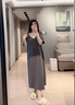 黛夢(mèng)思   DAMOS·LOVE新款慵懶風(fēng)長(zhǎng)款睡裙女夏季純棉短袖家居服夏天休閑寬松睡衣 25382-深灰 M -女/身高155-161,體重80-105 曬單實(shí)拍圖